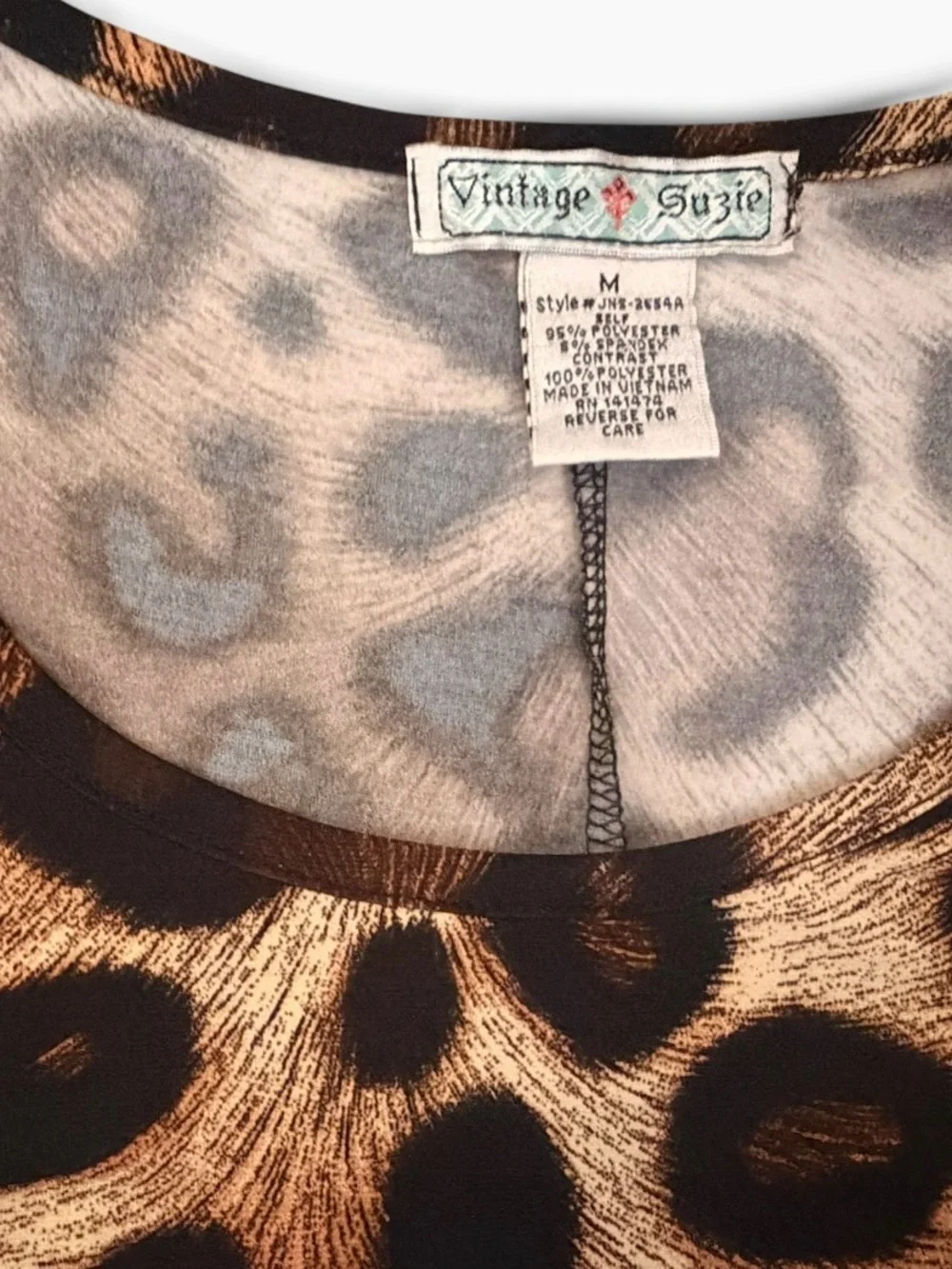 Size M) Vintage Suzie Brown Leopard Print Chiffon High-Low Tunic Top